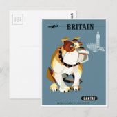 1960 Qantas Britain Bulldog Travel Poster ポストカード (正面/裏面)