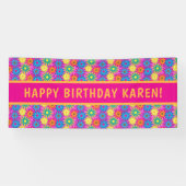 1960sおもしろいフラワーパワーハッピーヒッピー誕生日 横断幕 (横)