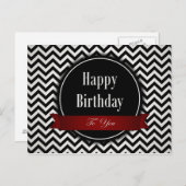 1960sスタイル白黒 – 誕生日の日 ポストカード (正面/裏面)