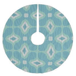 1960sセータモダンーパターン – ミュートされたアクアと緑 フリース ツリースカート