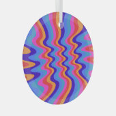 1960sヒッピートリップ（幻覚体験）のようなレトロ壁紙 ガラスオーナメント (正面右)