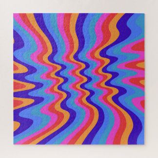 1960sヒッピートリップ(幻覚体験)のようなレトロ壁紙 ジグソーパズル