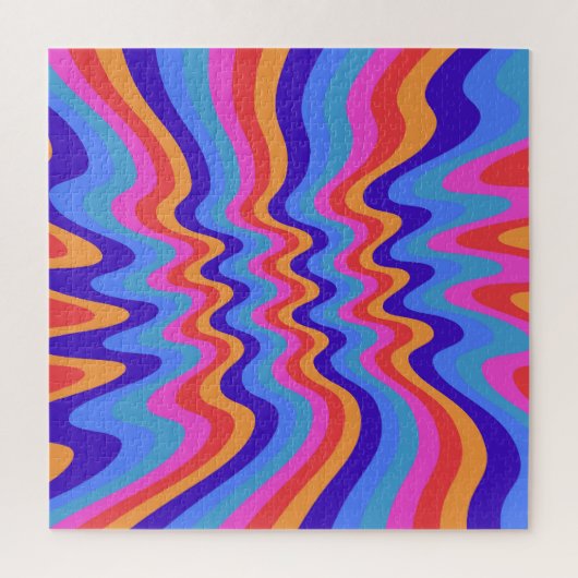 1960sヒッピートリップ（幻覚体験）のようなレトロ壁紙 ジグソーパズル (縦)