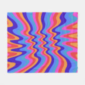 1960sヒッピートリップ（幻覚体験）のようなレトロ壁紙 フリースブランケット (正面(横))