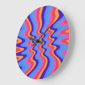 1960sヒッピートリップ(幻覚体験)のようなレトロ壁紙 ラージ壁時計 (傾斜)