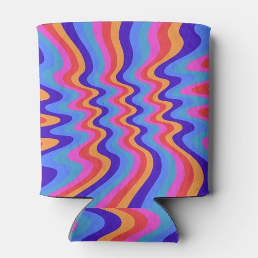 1960sヒッピートリップ（幻覚体験）のようなレトロ壁紙 缶クーラー (裏面)