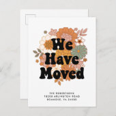 1960sヒッピー花パワーレトロ新しいアドレス 案内ポストカード (正面/裏面)