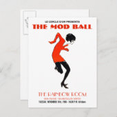 1960sモダンダンスパーティーヴィンテージ招待状はがき インビテーションポストカード (正面/裏面)