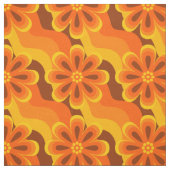 1960s 1970sスタイルの花と波の模様の織物 ファブリック (見本)