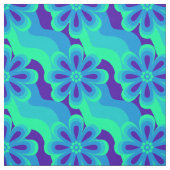 1960s 1970sスタイルの花と波の模様の織物 ファブリック (見本)