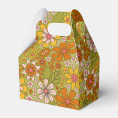 1960s、1970s緑およびオレンジ色のレトロフローラ フェイバーボックス (裏面サイド)