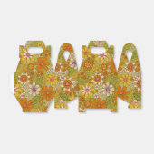 1960s、1970s緑およびオレンジ色のレトロフローラ フェイバーボックス (折り畳みなし)