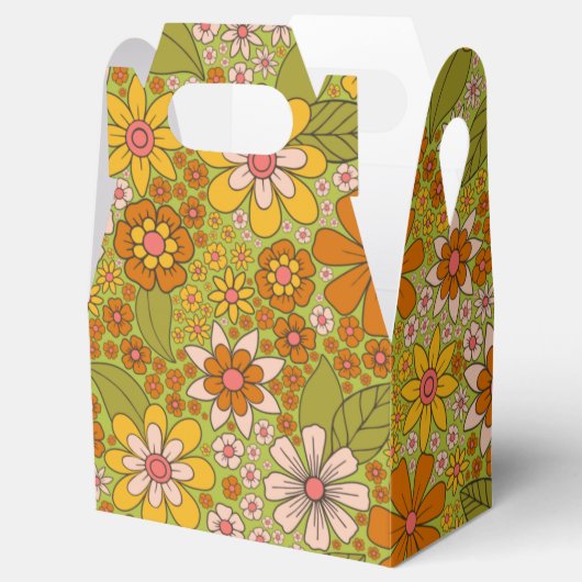 1960s、1970s緑およびオレンジ色のレトロフローラ フェイバーボックス (オープン)