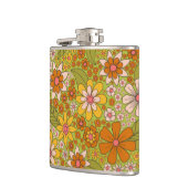 1960s、1970s緑およびオレンジ色のレトロフローラ フラスク (左)