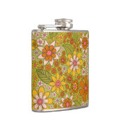 1960s、1970s緑およびオレンジ色のレトロフローラ フラスク (右)