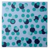 1960s-70s Pop Geometric Mid-Century Teal Bubbles タイル (正面)