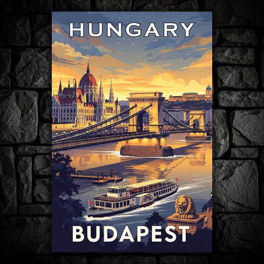 1960s Budapest, Hungary Vintage Travel Poster ポスター