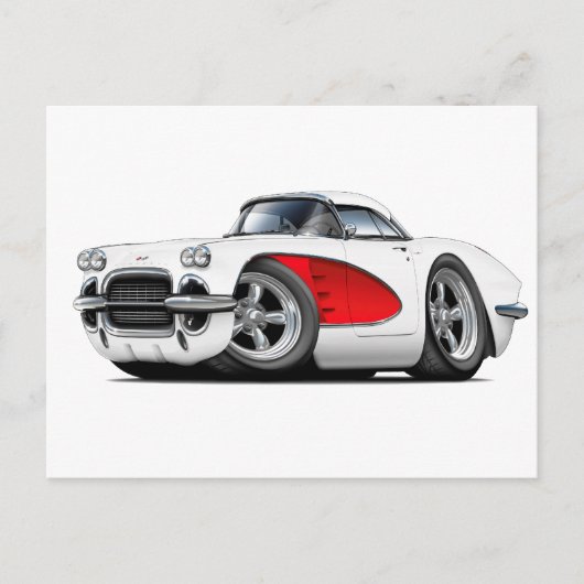 1961コルベット白赤の車 ポストカード (正面)