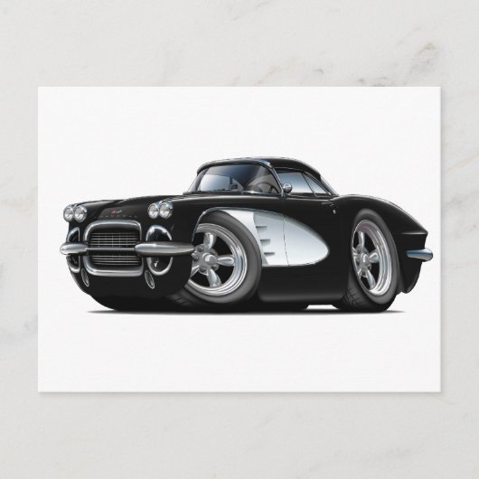 1961コルベット黒い車 ポストカード (正面)