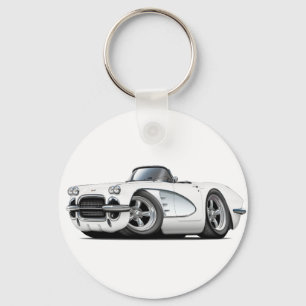 1961年のコルベットの白いコンバーチブル キーホルダー