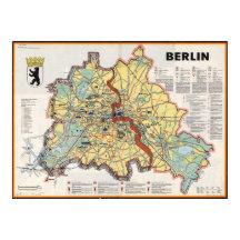 1961年ベルリンの古地図 冷戦時代のプリント
