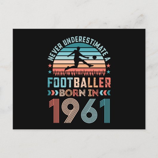 1961年生まれのサッカー選手 60歳誕生日プレゼント ポストカード (正面)