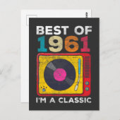 1961年生まれヴィンテージ60th誕生日ヴィニルスクラシック ポストカード (正面/裏面)