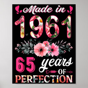 1961年生まれ 65歳の誕生日 お花 フラワー 65歳 女性 ポスター