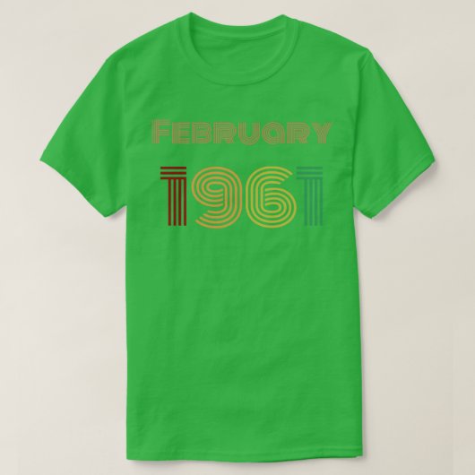 1961年2月誕生日ヴィンテージデザイン Tシャツ (デザイン正面)