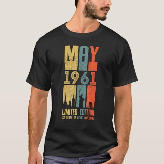 1961年5月62誕生日62歳1961年誕生日Vin Tシャツ (正面)