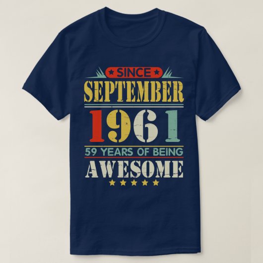 1961年9月以来59年のハッピーバースデー Tシャツ (デザイン正面)