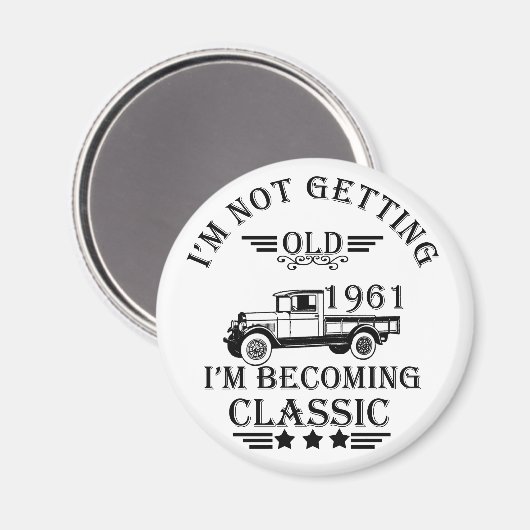 1961生まれ年のヴィンテージ生誕生月贈り物 マグネット (正面/裏面)