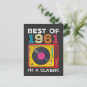 1961生まれ ヴィンテージ 60歳の誕生日 ビニール クラシック ミュージック ポストカード (スタンド正面)