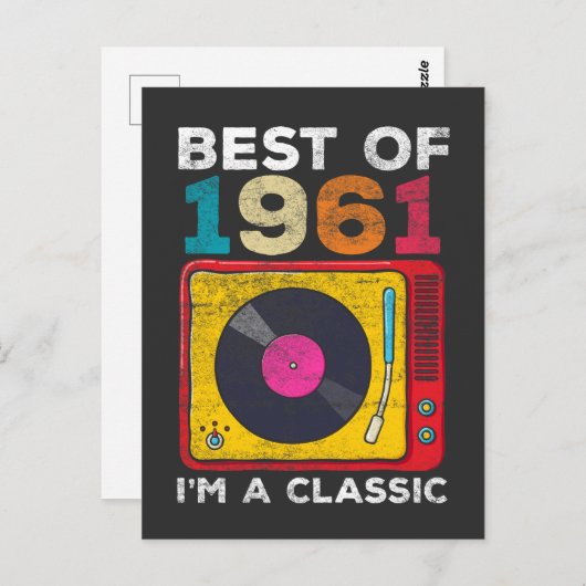 1961生まれ ヴィンテージ 60歳の誕生日 ビニール クラシック ミュージック ポストカード (正面/裏面)