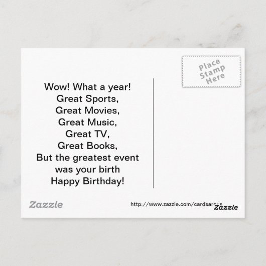 1961素晴らしイベント誕生日 ポストカード (裏面)