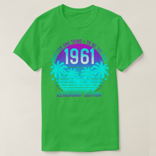1961誕生日60thヴィンテージ美的サンセットパーム tシャツ (デザイン正面)