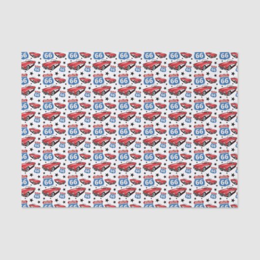 1961 C1赤いクラシックスポーツカーレトロルート66標識 薄葉紙 (正面)