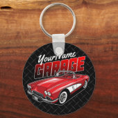 1961 C1赤パーソナライズされたスポーツカークラシックガレージ キーホルダー (正面)