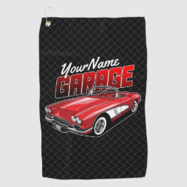1961 C1赤パーソナライズされたスポーツカークラシックガレージ ゴルフタオル