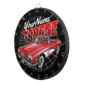1961 C1赤パーソナライズされたスポーツカークラシックガレージ ダーツボード (正面右)