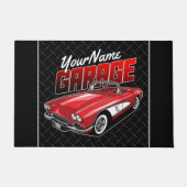 1961 C1赤パーソナライズされたスポーツカークラシックガレージ ドアマット (正面)