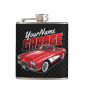 1961 C1赤パーソナライズされたスポーツカークラシックガレージ フラスク (正面)
