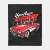 1961 C1赤パーソナライズされたスポーツカークラシックガレージ フリースブランケット (正面)