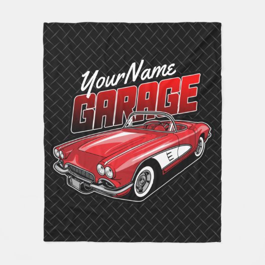 1961 C1赤パーソナライズされたスポーツカークラシックガレージ フリースブランケット (正面)