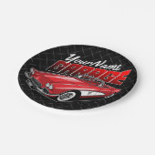 1961 C1赤パーソナライズされたスポーツカークラシックガレージ ペーパープレート (アングル)