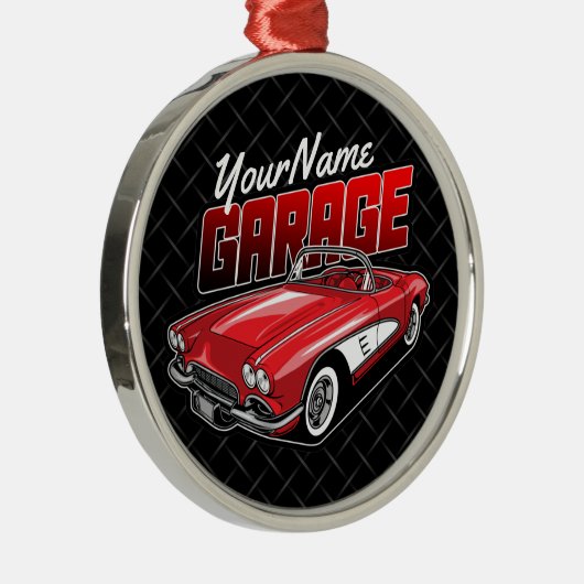 1961 C1赤パーソナライズされたスポーツカークラシックガレージ メタルオーナメント (右)