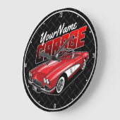 1961 C1赤パーソナライズされたスポーツカークラシックガレージ ラージ壁時計 (傾斜)