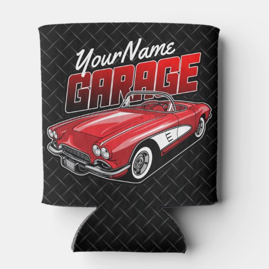 1961 C1赤パーソナライズされたスポーツカークラシックガレージ 缶クーラー (裏面)