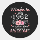 1962年に作られたフローラ60歳60誕生日ギフト ラウンドシール (正面)