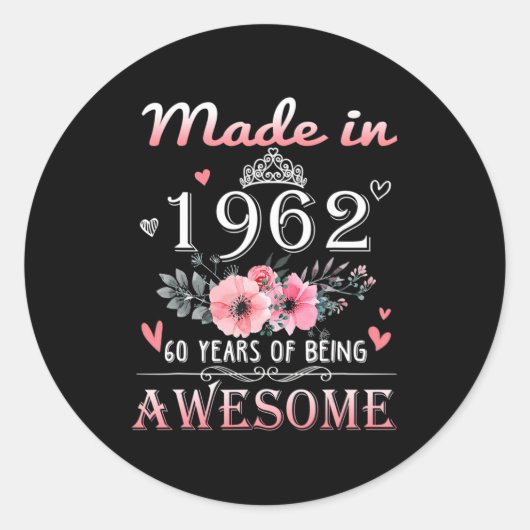 1962年に作られたフローラ60歳60誕生日ギフト ラウンドシール (正面)